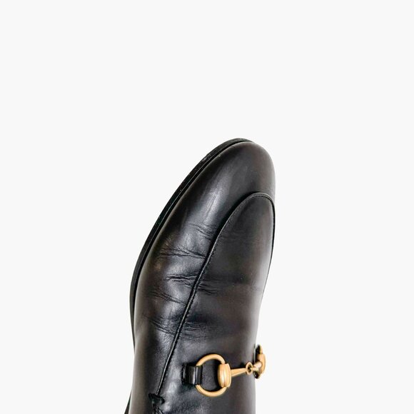 Gucci Jordaan Horsebit Loafer EU 40 US 10 Black Leather Buckle Flat Dress Shoe - Picture 6 of 16